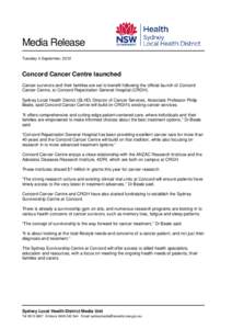 Cancer survivor / Concord Repatriation General Hospital / Cancer support group / Psycho-oncology / Medicine / Oncology / Cancer organizations
