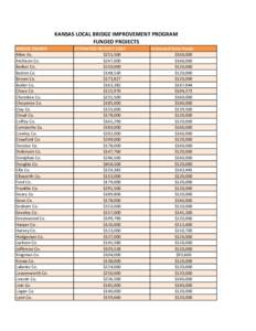 KANSAS LOCAL BRIDGE IMPROVEMENT PROGRAM FUNDED PROJECTS BRIDGE OWNER Allen Co. Atchison Co. Barber Co.