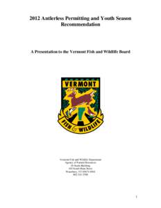 2012 Antlerless Permitting and Youth Season Recommendation