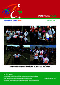 PUSHERSPOST Wheelchair Sports NSW SPRINGCongratulations and Thank you to our City2Surf team!