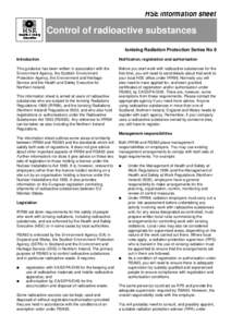 HSE information sheet Control of radioactive substances Ionising Radiation Protection Series No 8 Introduction