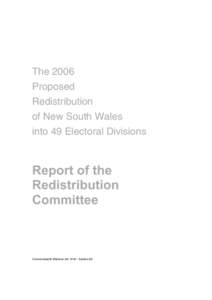 The 2006 Proposed Redistribution of New South Wales into 49 Electoral Divisions