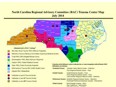 NC DHSR OEMS: Regional Advisory Committee Trauma Center Map