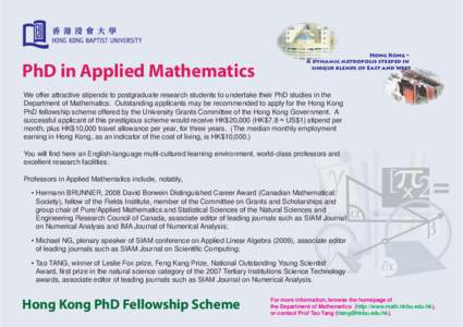 PhD in Applied Mathematics  Hong Kong – dy A dynamic metropolis steeped in