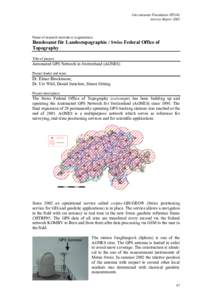 International Foundation HFSJG Activity Report 2002 Name of research institute or organization:  Bundesamt für Landestopographie / Swiss Federal Office of