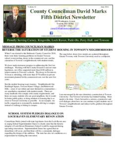 Councilman Marks June 2014 Newsletter
