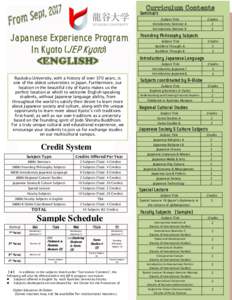 Curriculum Contents  Seminars Japanese Experience Program In Kyoto (JEP Kyoto)