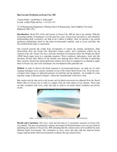 Rip Currents Prediction in Ocean City, MD Varjola Nelko*, and Robert A. Dalrymple* E-mail: [removed] Fax: [removed] *Civil Engineering Department, Whiting School of Engineering, Johns Hopkins University, Balti