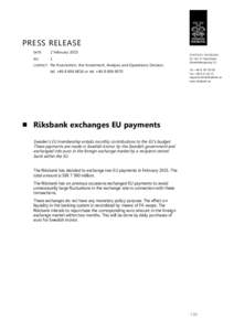 Riksbank exchanges EU payments