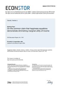 On the Common Claim that Happiness Equations Demonstrate Diminishing Marginal Utility of Income
