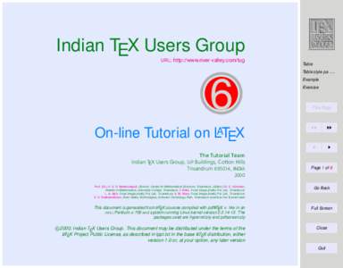 Indian TEX Users Group  URL: http://www.river-valley.com/tug Table Table style pa . . .