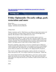 Microsoft WordFriday Opinuendo On early college, park restoration and more.doc