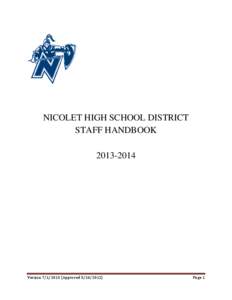 NICOLET HIGH SCHOOL DISTRICT STAFF HANDBOOK[removed]Version[removed]Approved[removed])