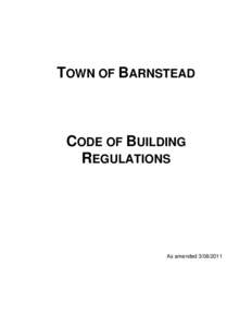 TOWN OF BARNSTEAD  CODE OF BUILDING REGULATIONS  As amended[removed]