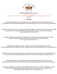 Ristorante Pardini Vini & Cucina Chef – Denise Pardini Chef di Cuisine – Giulio Villa Sous Chef & Pastry – Federico Corrado Garde Mangier - Stefania Del Tufo June 6, 2015