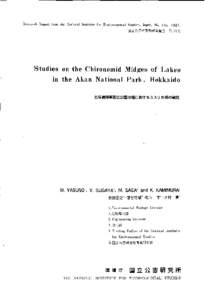 RcsearchReportfromtheNationalInstituteforEnvironmentalStudies，Japan，No．104， 国立公害研究所研究報告 第104号 Studies onthe Chironomid Midges of Lakes  iIlthe Akan NationalPark，Hokkaido