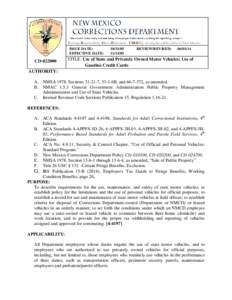 Courage Responsibility Ethics Dedication - CREDibly serving the public safety of New Mexico  ISSUE DATE: EFFECTIVE DATE:  CD[removed]