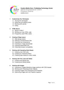 Creative Media Zone | Publishing Technology Center  Adobe Dreamweaver CS5.5 Program Outline CMZMar122015