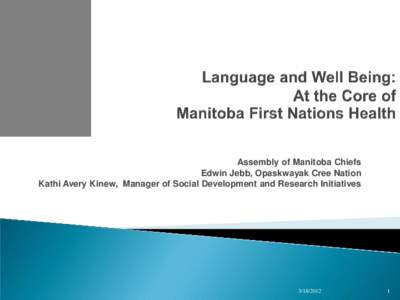CHRONOLOGY OF  SPECIAL EDUCATION DEVELOPMENTS  IN MANITOBA