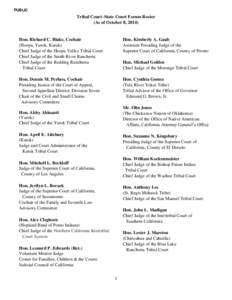 PUBLIC  Tribal Court–State Court Forum Roster (As of October 8, [removed]Hon. Richard C. Blake, Cochair