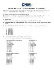 Microsoft Word - Final Exam Schedule Spring 2015.docx