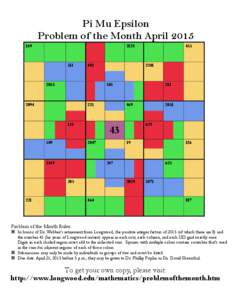 Pi Mu Epsilon Problem of the Month April