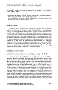 Sex Determination in Medfly: A Molecular Approach  G. Sacconel,2, A. Pan i, G. Testa }, M. Santorol, G. De Martinol, F. Di Paolal, C. Louis2 and L.C. Politol I