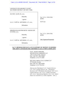 Case 1:12-cv[removed]VM-KNF Document 130 Filed[removed]Page 1 of 32  UNITED STATES DISTRICT COURT SOUTHERN DISTRICT OF NEW YORK DAVID E. KAPLAN, et al., Plaintiffs,