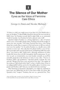 The Silence of Our Mother Eywa as the Voice of Feminine Care Ethics TE