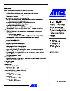 Features • High Performance, Low Power AVR® 8-bit Microcontroller • Advanced RISC Architecture •