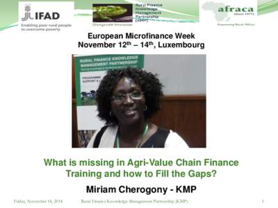 IFAD GRANT NO: 133O  RURAL FINANCE KNOWLEDGE MANAGEMENT PARTNERSHIP (KMP)