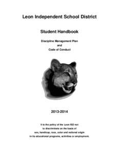 Leon Independent School District Student Handbook Discipline Management Plan and Code of Conduct