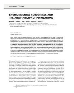 ENVIRONMENTAL ROBUSTNESS AND THE ADAPTABILITY OF POPULATIONS