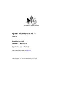 Australian Capital Territory  Age of Majority Act 1974 A1974-46  Republication No 5