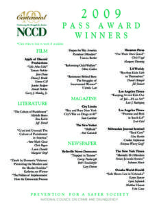 2009  PASS AWARD WINNERS *Click titles to link to work if available