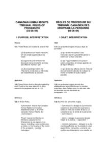 CANADIAN HUMAN RIGHTS TRIBUNAL RULES OF PROCEDURE[removed]RÈGLES DE PROCÉDURE DU