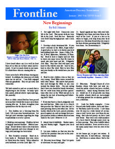 Frontline  American Decency Association January 2013 Vol. XXVII Issue I  New Beginnings