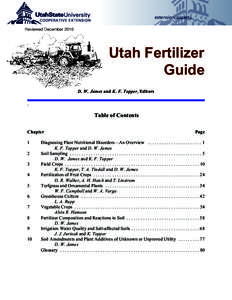 extension.usu.edu Reviewed December 2010 Utah Fertilizer Guide D. W. James and K. F. Topper, Editors