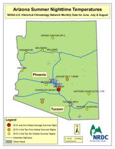 Arizona Summer Nighttime Temperatures  NOAA U.S. Historical Climatology Network Monthly Data for June, July & August GRAND CANYON NP 2