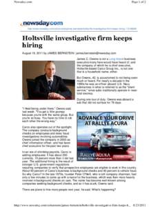 Newsday.com  Page 1 of 2 http://www.newsday.com/columnists/james-bernstein/holtsville-investigative-firm-keeps-hiring