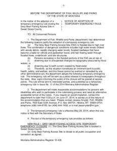 Adoption Notice of Emergency Rule – (F-9) – Sample