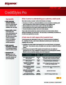CreditStyles Pro Key benefits: >	Better understand consumer behaviors across the customer lifecycle based on estimated credit