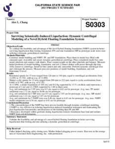 CALIFORNIA STATE SCIENCE FAIR 2013 PROJECT SUMMARY Name(s)  Alex L. Chang