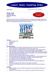 Lamont Books Standing Order June 2013 Teacher Notes and Activities  King Pig