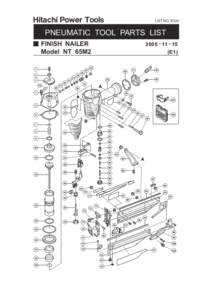 Hitachi Power Tools  LIST NO. E032 PNEUMATIC TOOL PARTS LIST FINISH NAILER