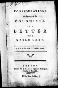 Considerations on behalf of the colonists [microform] : in a letter to a noble lord