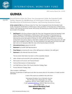 Guinea: Second Review Under the Three-Year Arrangement Under the Extended Credit Facility, Requests for Modifications of Performance Criteria and Waiver of Nonobservance of Performance Criterion, and Financing Assurances