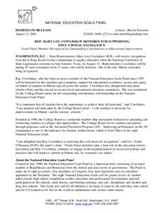 NATIONAL EDUCATION GOALS PANEL IMMEDIATE RELEASE August 13, 2001 Contact: Sherrie Edwards[removed]x223 or [removed]