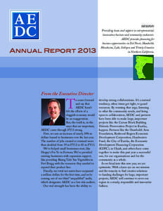Annual Report[removed]MISSION: Providing loans and support to entrepreneurial, innovative business and community endeavors. AEDC provides financing for