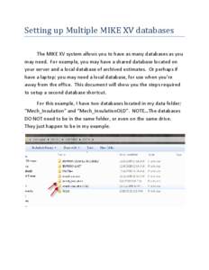 Setting up Multiple MIKE XV databases  The MIKE XV system allows you to have as many databases as you